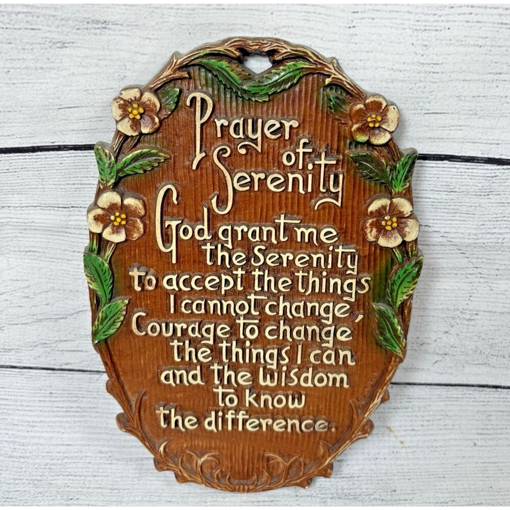 Vintage Prayer Of Serenity Wall Plaque 9"x6" Multi Products 1575  Brown Flowers